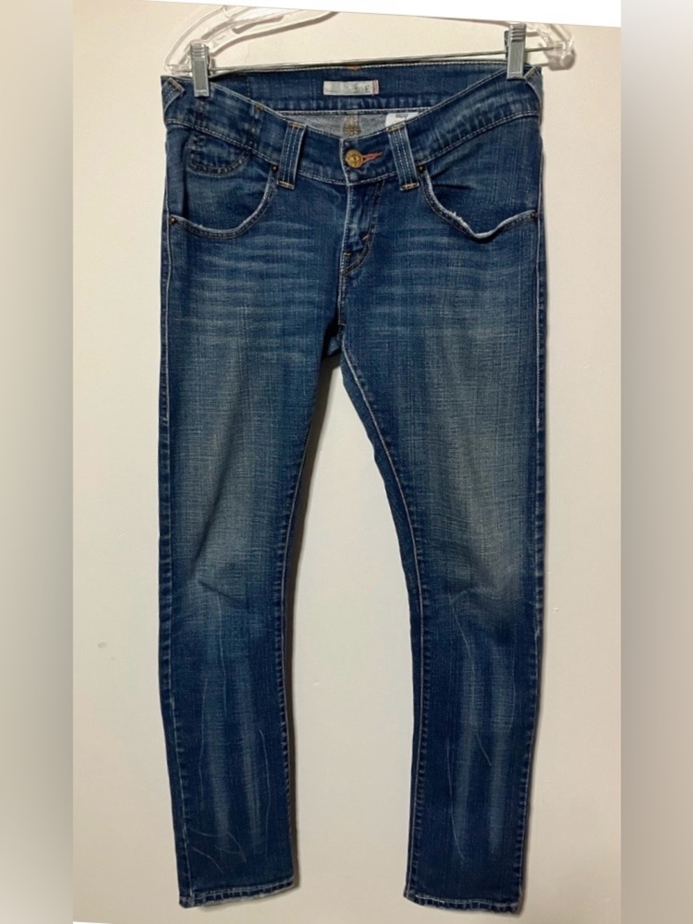 Levi's 504 Slouch Skinny Jeans Low Rise Medium Blue Wash Stretch Denim Size 7M